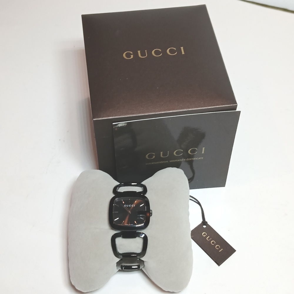 🖤 Gucci YA125504 G-Gucci Women’s All Black Stainless Steel Wristwatch – 24mm